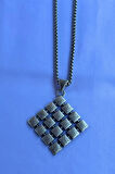 Kare Desenli El İşçiliği Paslanmaz Çelik Zincir Erkek Kolye