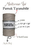 Taranan Makrome Ipi 3mm Tek Büküm Taranabilir Pamuk Makrome Ipi Açık Bej