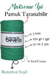Taranan Makrome Ipi 3mm Tek Büküm Taranabilir Pamuk Makrome Ipi Benetton Yeşil