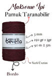 Taranan Makrome Ipi 3mm Taranabilir Pamuk Tek Büküm Makrome Ipi Bordo