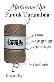 Taranan Makrome Ipi 3mm Taranabilir Pamuk Tek Büküm Makrome Ipi Koyu Bej