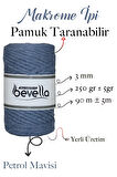 Taranan Makrome Ipi 3mm Taranabilir Pamuk Tek Büküm Makrome Ipi Petrol Mavisi
