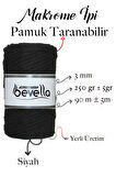 Taranan Makrome Ipi 3mm Taranabilir Pamuk Tek Büküm Makrome Ipi Siyah