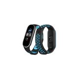 Mi Band 6 Spor Delikli Kordon - Siyah-Mavi-Beyaz