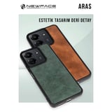 Redmi Note 14 4G Kılıf Aras Deri Kapak - Siyah