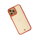 iPhone 12 Pro Max Kılıf Liva Lens Silikon - Kırmızı