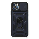 iPhone 12 Pro Kılıf Pars Lens Yüzüklü Silikon - Lacivert