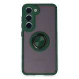 Galaxy S23 Kılıf Montreal Yüzüklü Silikon Kapak - Yeşil