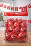 Ayyıldızlı Kırmızı Balon Seti Türk Bayraklı Parti Balonu Dayanıklı Latex Balon 20 Adet