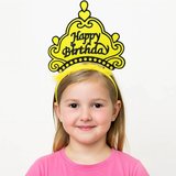 BUĞZ Sarı Happy Birthday Prenses Tacı – Doğum Günü Taç Aksesuarı