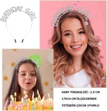 BUĞZ Kristal Taşlı Gümüş Birthday Girl Yazılı Doğum Günü Parti Tacı 19x11 cm