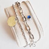 NAZAR BONCUKLU ZİNCİR BİLEKLİK ÜÇLÜ SET