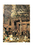 John Frederick Lewis, Kahire'deki Kıpti Patrik Evi Avlusu Cam Tablo | Hediyelik, Dekoratif, Ofis, Mutfak 