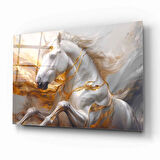 Gold Beyaz At Cam Tablo | Hediyelik, Dekoratif, Ofis, Mutfak 