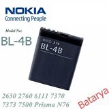 Nokia Bl-4B Batarya 2630 2760 6111 7370 7373 7500 Prisma N76 Uyumlu Batarya