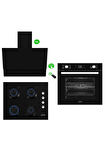 Afm Tech Black Oniks Plus 3'Lü Dijital Cam Kumandalı Ankastre Set ( Fm7700B-Fm2200B-Fm3400B )