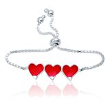 Gümüş Kırmızı Üç Kalp Çocuk Bileklik