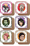 Yeşilçam Türk Sineması Replikleri -1. Set 6lı Retro Ahşap Bardak Altlığı Seti