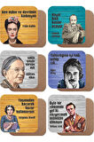 Orhan Veli, Cemal Süreya, V. Woolf, Oğuz Atay, G. Akın 6lı Ahşap Bardak Altlığı Seti
