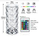 Kristal Elmas Led Dokunmatik Şarjlı Kumandalı Masa Lambası RGB