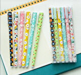 6’lı çiçek desenli jel tükenmez kalem