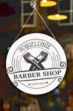Berber Cam Kapı Pano Tabelası, Berber Dükkanı için Süs, Askılı Cam Kapı Berber Kuaför Yazı Levhası