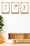 3 Parça Çerçeve Görünümlü Şık Boho Tablo Modeli, Oturma Odası, Salon, Ofis, Yatak Odası Duvar Dekoru
