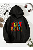 Built Different Baskılı Unisex Siyah Kanguru Cepli Kapüşonlu Sweatshirt Hoodie | M