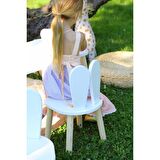 Montessori Çocuk Masası 1 Masa & 1 Beyaz Bunny Sandalye