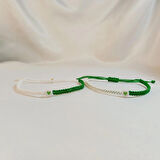 Crystal Atelier Bursaspor Yeşil Beyaz Kalp Figürlü Boncuk 2'li Çift Bileklik, Makrome Bileklik, İp Bileklik, Örgü Bileklik, Sevgili Bilekliği, Bff Arkadaşlık Bilekliği, Unisex Hediyelik Bileklik