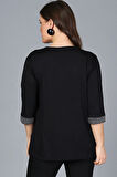 Büyük Beden Yaka Kolucu Sim Yarım Kol Bluz