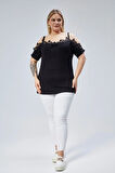 Büyük Beden Yaka Güpürlü Askılı Bluz