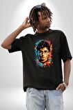 Renkli Yağlı Boya Harry Potter Pamuklu Bisiklet Yaka Kadın Erkek Oversize Boyfriend Dijital Baskılı Siyah T-shirt