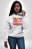 Bunu Alabilirsin Çantadan Çıkan Ayı Kadın Erkek  Beyaz Kapüşonlu Sweatshirt Hoodie