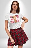 Bunu Alabilirsin Çantadan Çıkan Ayı Kadın Erkek Unisex Beyaz Organik Baskılı T-Shirt Penye Yüksek Kalite
