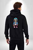 Hiphop Kurukafa Hoodie Kadın Erkek Siyah Renk Kapüşonlu Kanguru Cepli  Fermuarlı Pamuklu Oversize Dijital Baskılı Hırka Sweatshirt