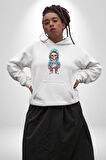 Hiphop Kurukafa Hoodie Kadın Erkek  Beyaz Kapüşonlu Sweatshirt Hoodie