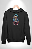 Hiphop Kurukafa Hoodie Kadın Erkek  Siyah Kapüşonlu Sweatshirt Hoodie