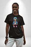 Hiphop Kurukafa Hoodie Pamuklu Bisiklet Yaka Kadın Erkek Oversize Boyfriend Dijital Baskılı Siyah T-shirt