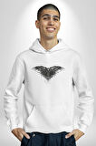 3 Gözlü Kuzgun Kadın Erkek  Beyaz Kapüşonlu Sweatshirt Hoodie