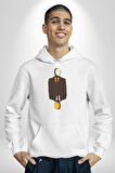 Görünmez İnsan Takım Elbise Kadın Erkek  Beyaz Kapüşonlu Sweatshirt Hoodie