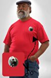 Yin İle Yang Beyaz Kırmızı Kurt   Kırmızı Büyük Beden Kadın Basic Minimal Baskılı Tişört
