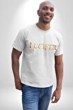 Lucifer Kadın Erkek Unisex Beyaz Organik Baskılı T-Shirt Penye Yüksek Kalite