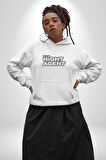 The Night Agent Kadın Erkek  Beyaz Kapüşonlu Sweatshirt Hoodie