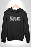 The Night Agent Kadın Erkek  Siyah Kapüşonlu Sweatshirt Hoodie
