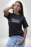 The Night Agent Kadın Erkek Unisex Siyah Organik Baskılı T-Shirt Penye Yüksek Kalite