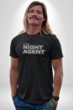 The Night Agent Kadın Erkek Unisex Siyah Organik Baskılı T-Shirt Penye Yüksek Kalite