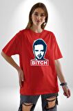 Breaking Bad Pamuklu Bisiklet Yaka Kadın Erkek Oversize Boyfriend Dijital Baskılı Kırmızı T-Shirt