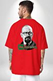 Heisenberg Breaking Bad Kırmızı Oversize Kadın Erkek Ön ve Sırt Baskılı Tişört
