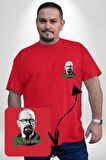 Heisenberg Breaking Bad Kırmızı Büyük Beden Kadın Basic Minimal Baskılı Tişört